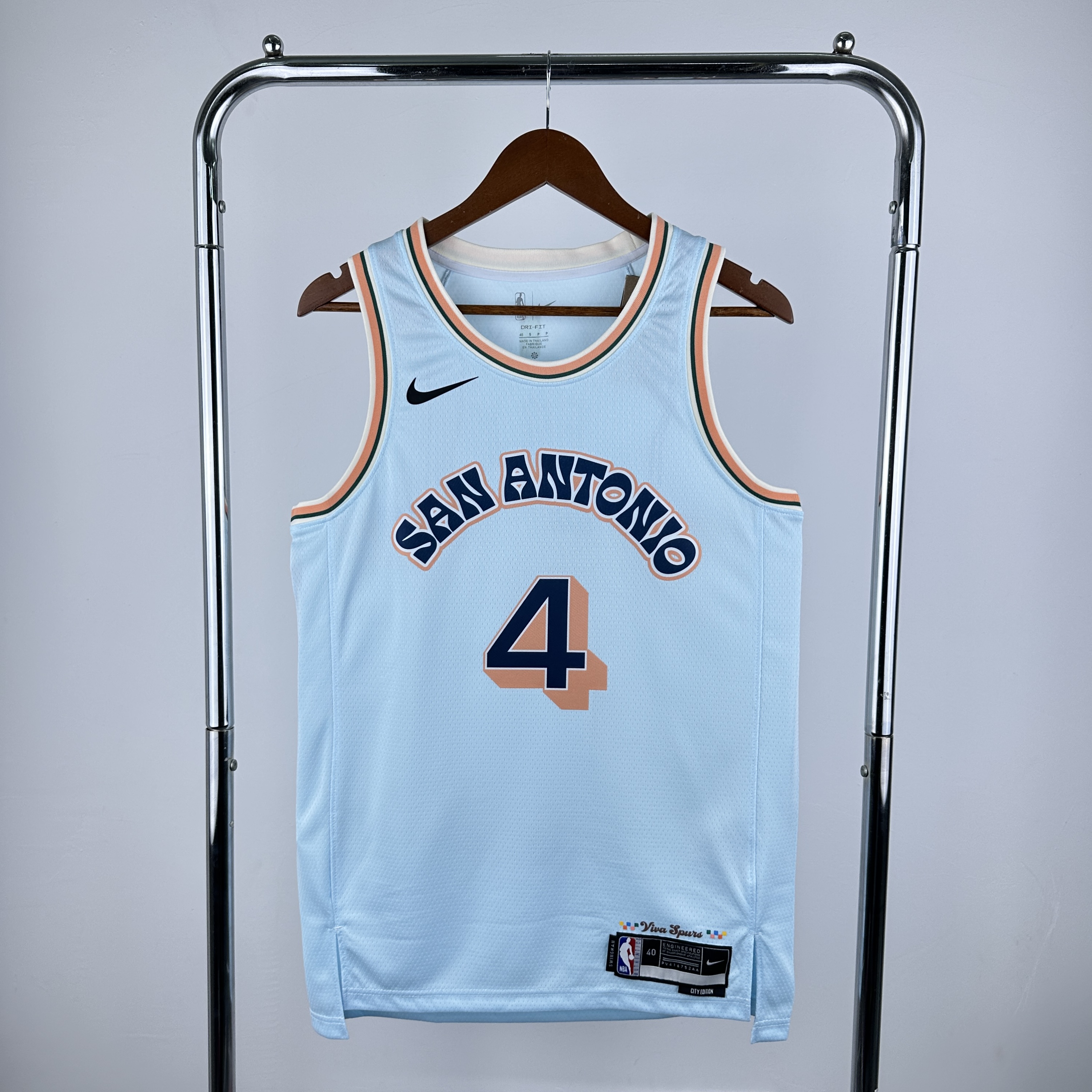 Men San Antonio Spurs #4 Fox Light Blue City Edition Season Nike 2025 NBA Jersey